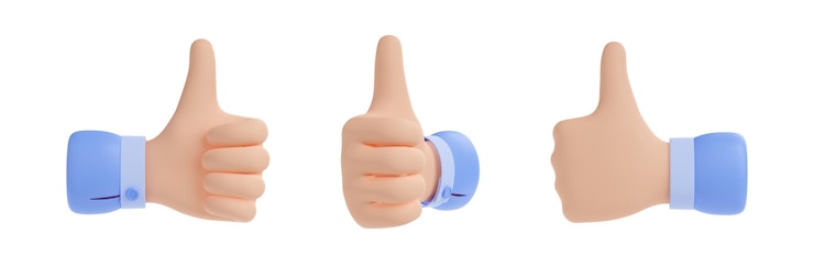 無料Photo 3 d アイコン ハンド ジェスチャを親指します。