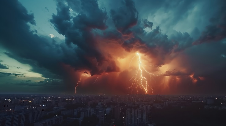 Free Photo thunderstorm over city