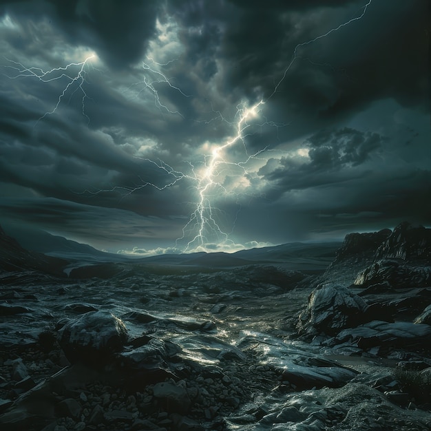 Free photo thunderstorm  over the countryside