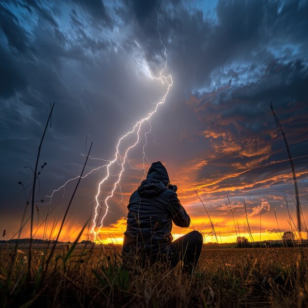 Thunderstorm  over the countryside