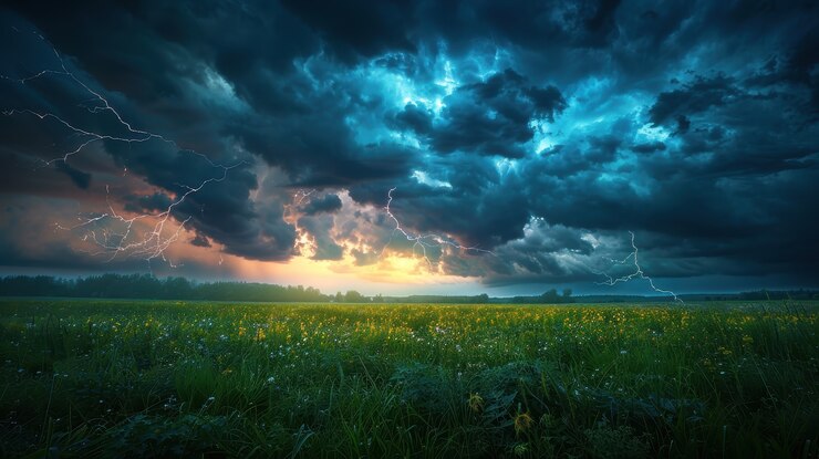 Free Photo thunderstorm  over the countryside