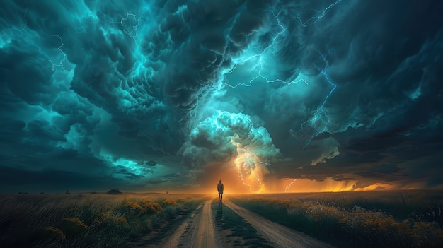 Thunderstorm over the village