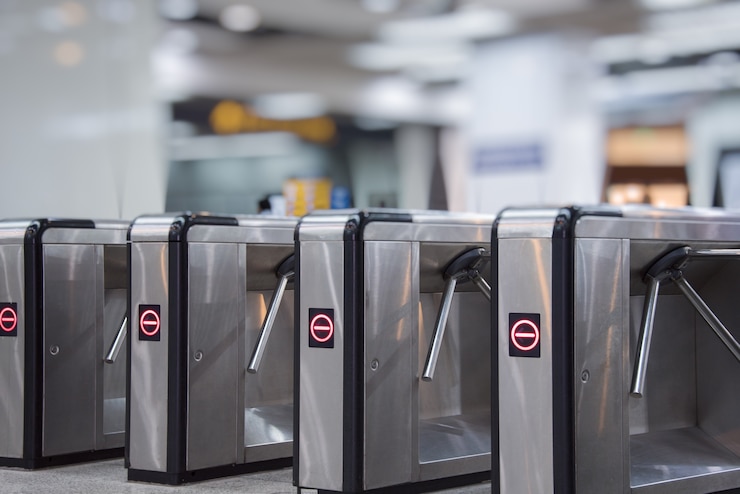 Free Photo ticket barriers at subway entrance