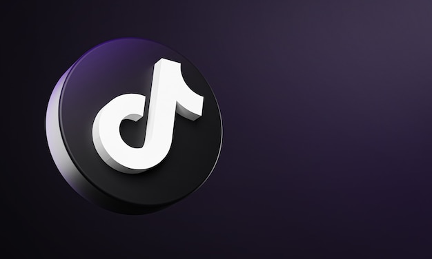 Tiktok circle button icon 3d with copy space