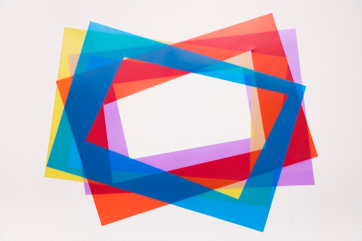 Free Photo tilt border red; blue; purple and yellow frame isolated on white backdrop