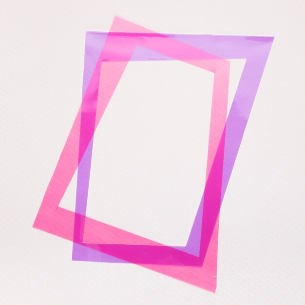 Tilt purple and pink frame on white background