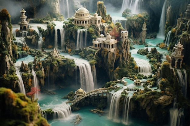 Free photo tilt shift medieval fantasy landscape