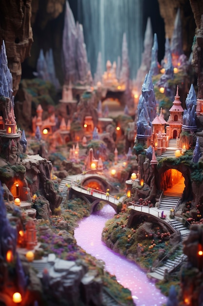 Free photo tilt shift medieval fantasy landscape