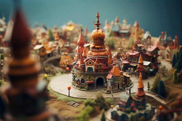 Free photo tilt shift medieval fantasy landscape