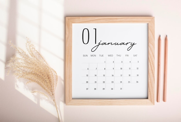 Free photo time organization concept with calendar top view