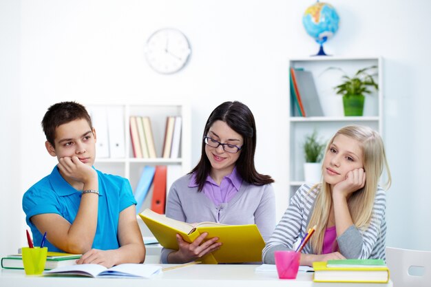 Tired students in class