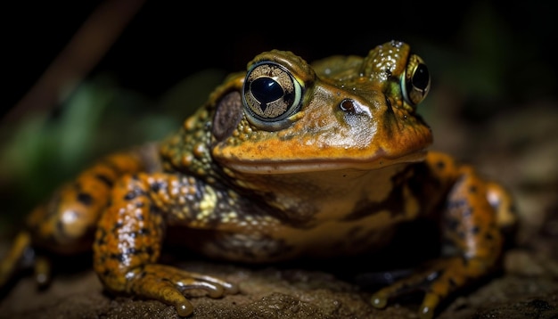 Free photo toad sitting on wet green leaves outdoors generated by ai