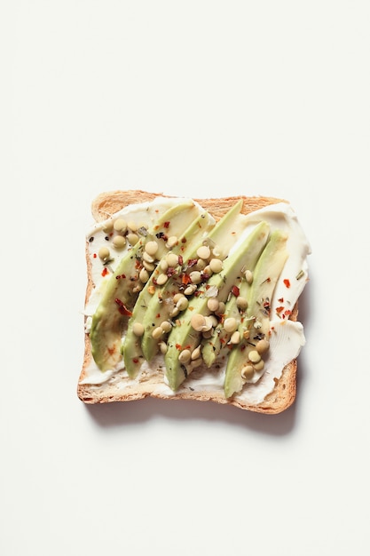 Toast with cream cheese and avocado