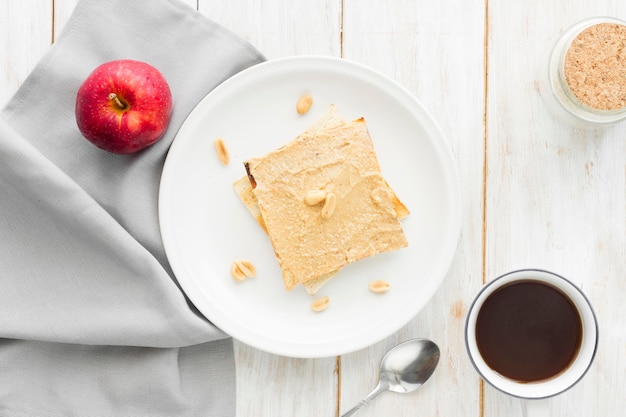 Toast with cup of coffee