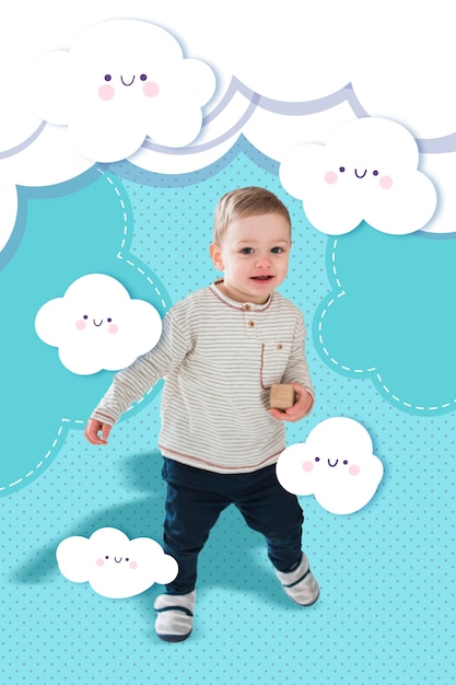 Free photo toddler panoramic banner composition