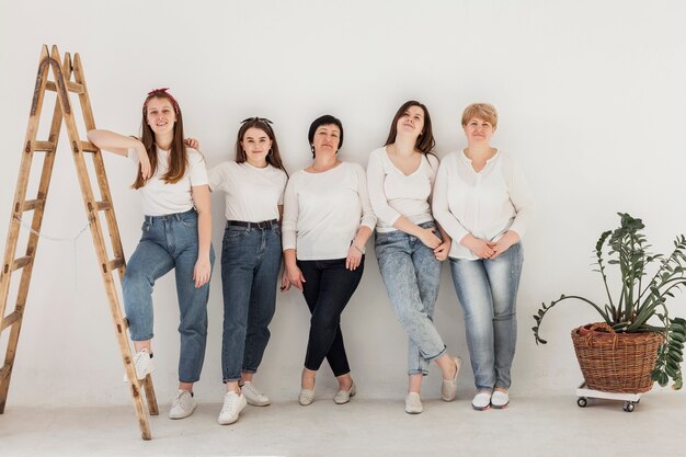 Togetherness group of women and stairs