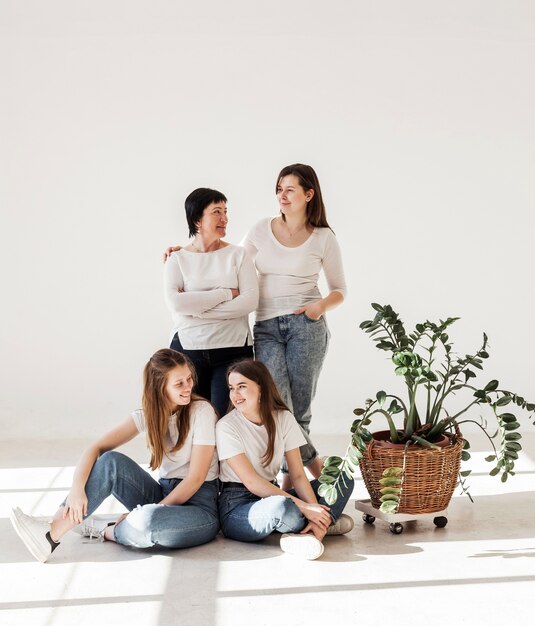 Togetherness group of women in white shirts