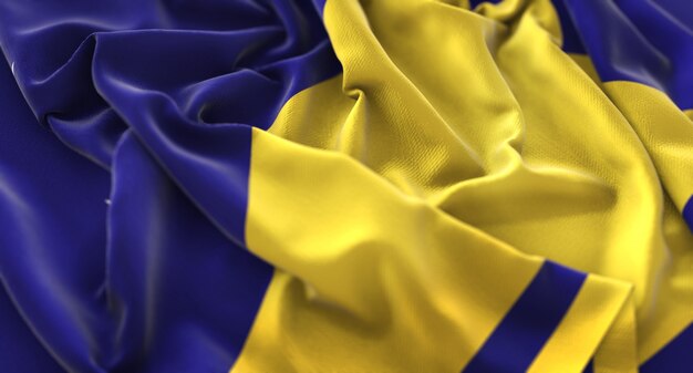 Tokelau Flag Ruffled Beautifully Waving Macro Close-Up Shot