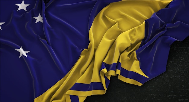 Tokelau Flag Wrinkled On Dark Background 3D Render