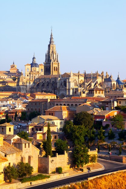 Free photo toledo cathedral in summer morning