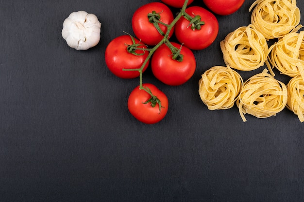 Tomatoes, pasta and garlic