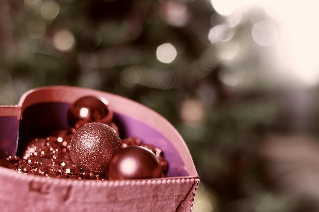 Тонированный рождественский декор объект мяч Premium Фотографии