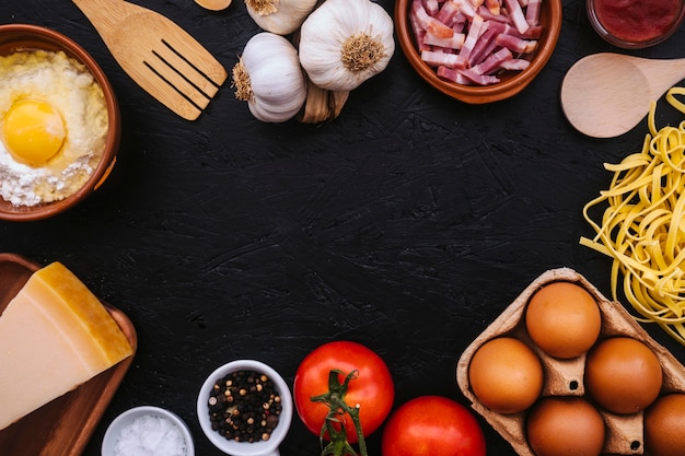 Tools and ingredients for pasta preparation