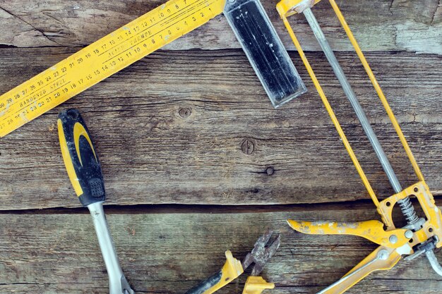 Tools on the wooden table