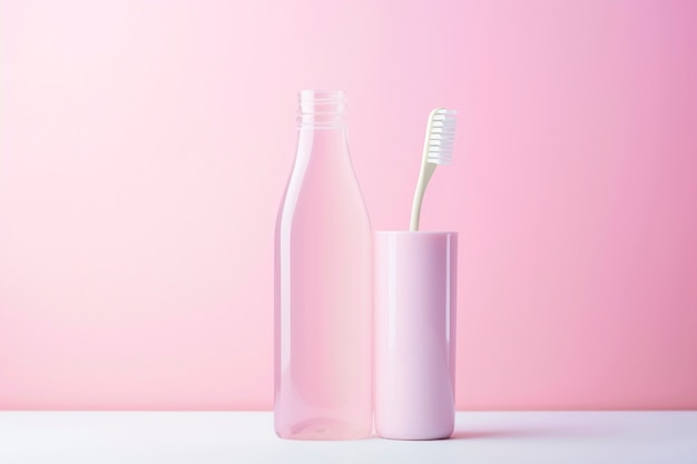 Free photo tooth brush product with soft pink tones