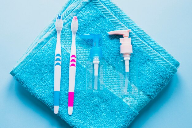 Toothbrush composition with towel