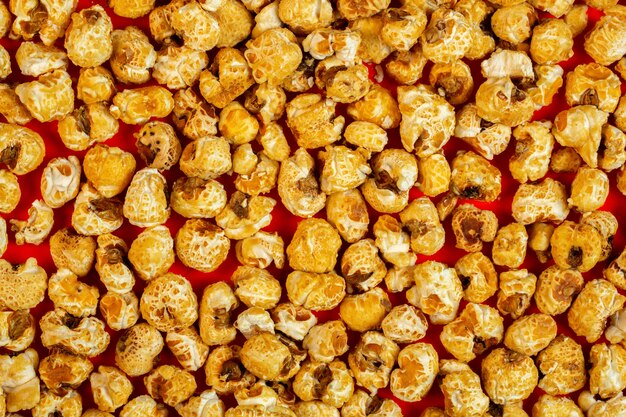 top  caramelized pop corn on red