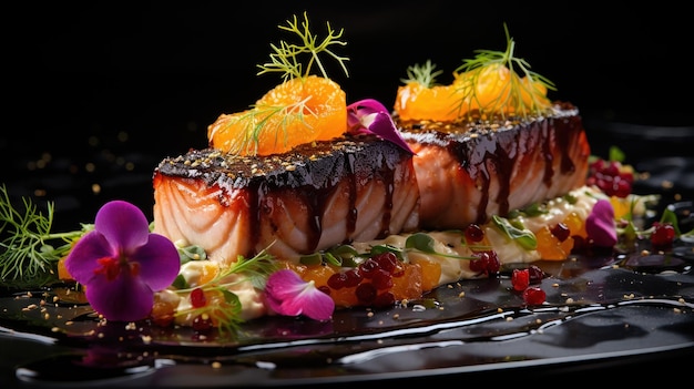 Free photo top chefs signature dish in a highend culinary presentation