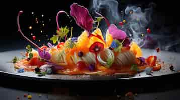 Free photo top chefs signature dish in a highend culinary presentation