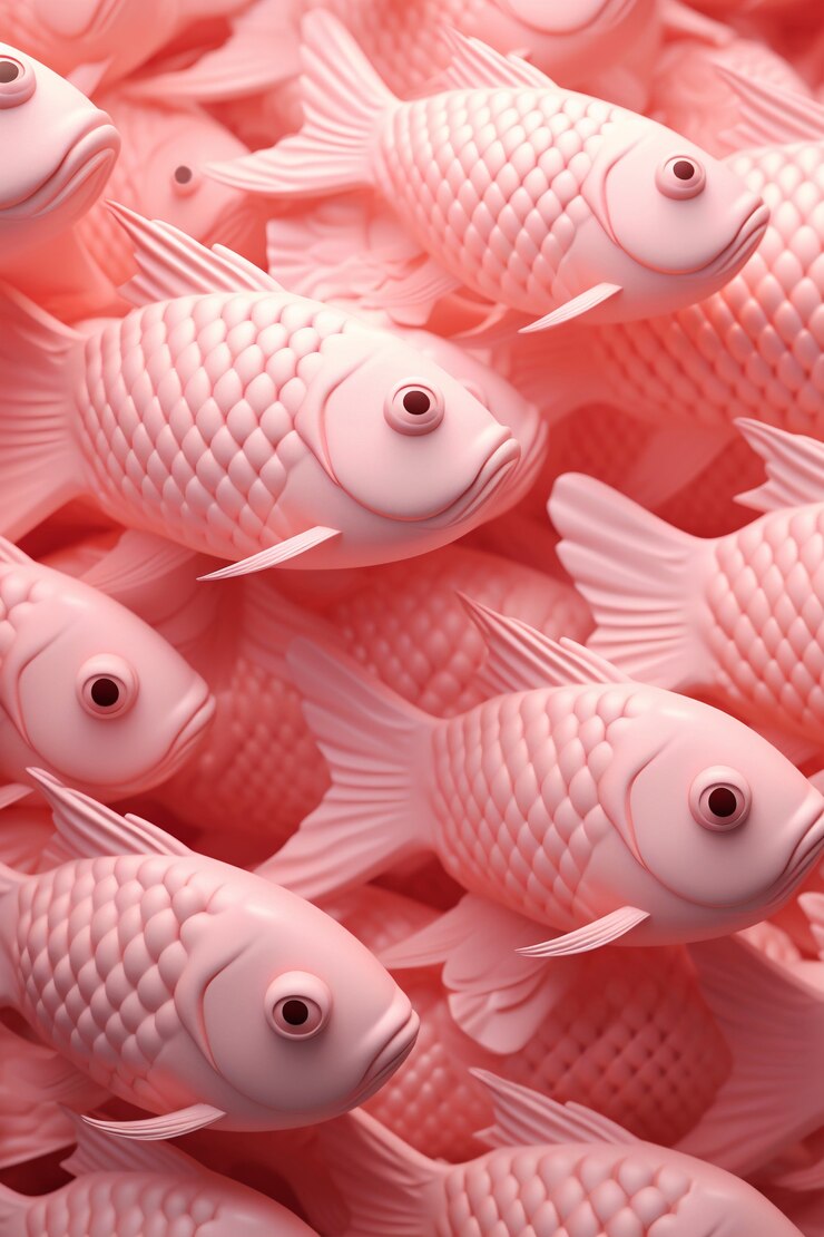 Free Photo top view 3d pink fish in studio