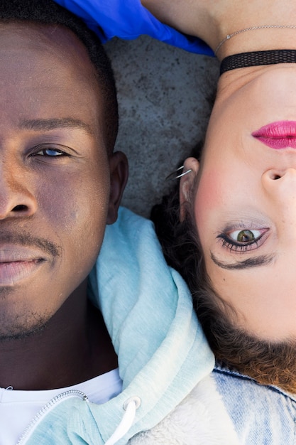 Top view of afro american couple