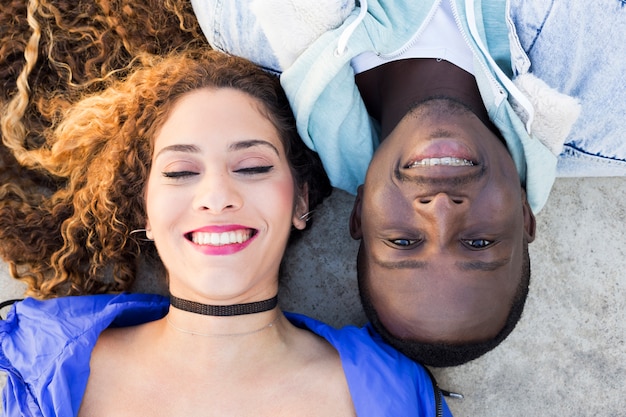 Free photo top view of afro american couple