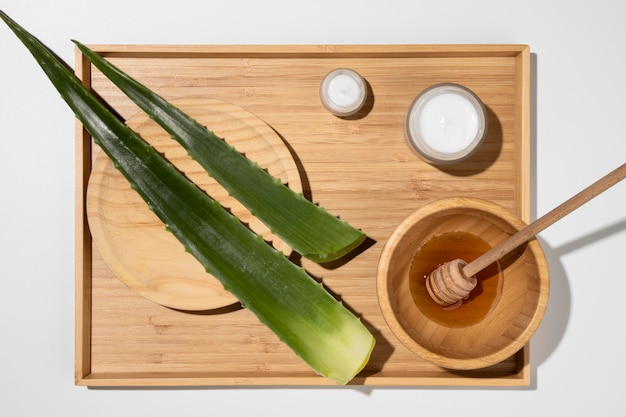 Free photo top view of aloe vera beauty concept