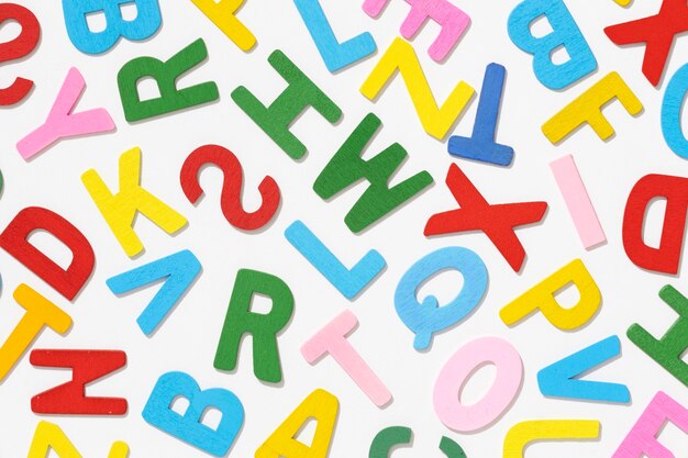 Top view of alphabet letters for education day