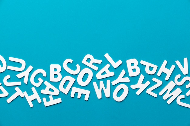 Top view of alphabet letters with copy space for education day