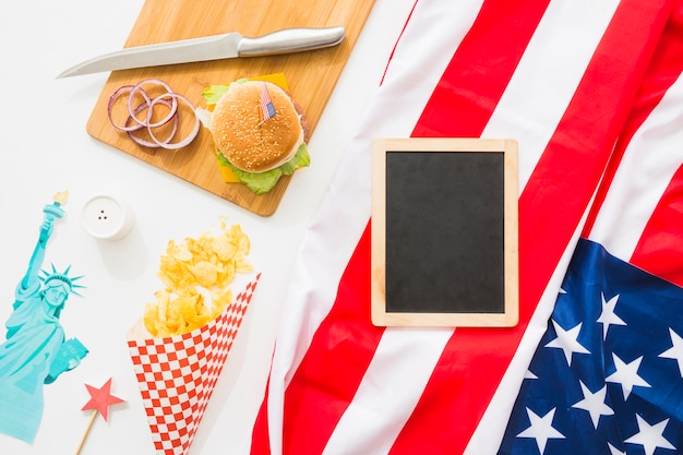 Top view american fast food concept