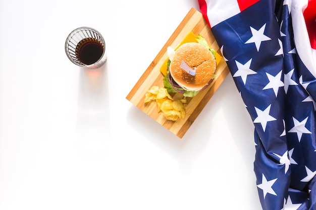 Free photo top view american fast food concept