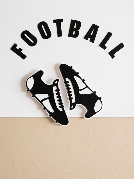 Top view of american football sneakers