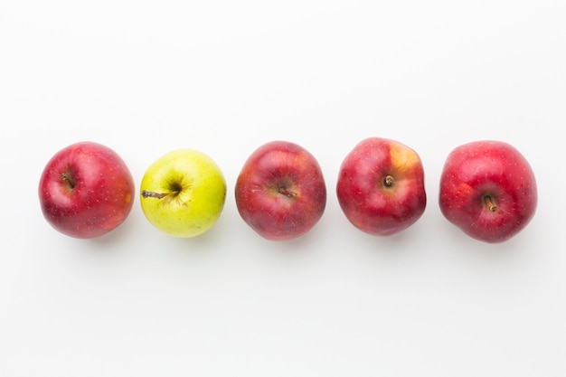 Top view apples aligned