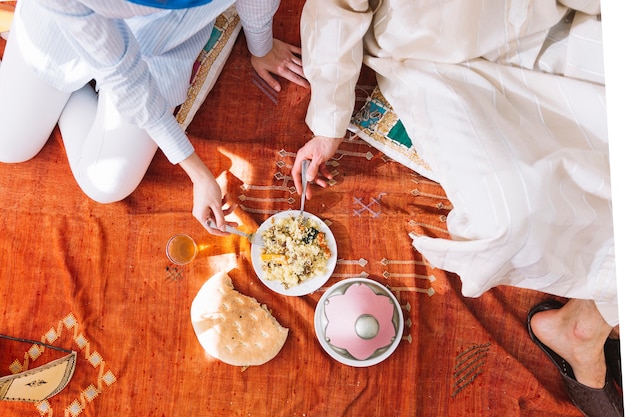 Top view of arab food