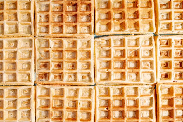 Top view of arranged waffles with pattern