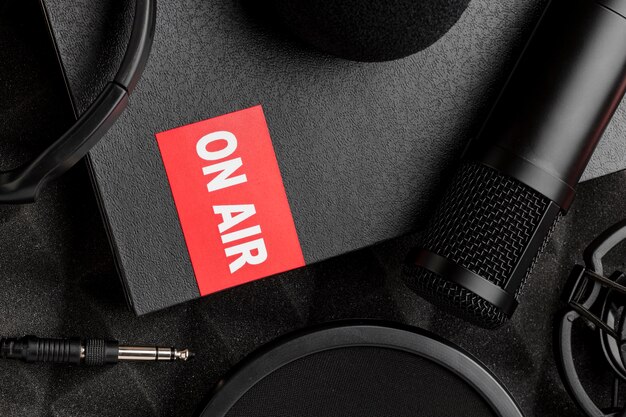 top view arrangement of on air radio concept