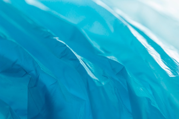 Top view arrangement of blue plastic bags