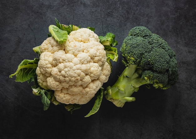 Top view arrangement of cauliflower