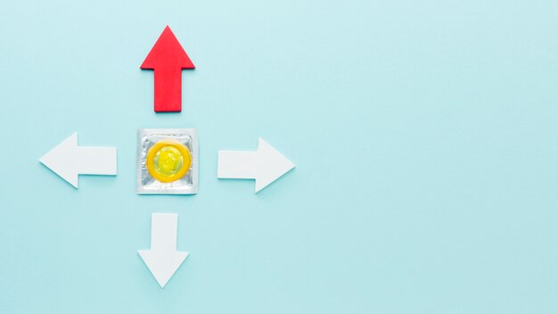 Top view arrangement of contraception concept with copy space