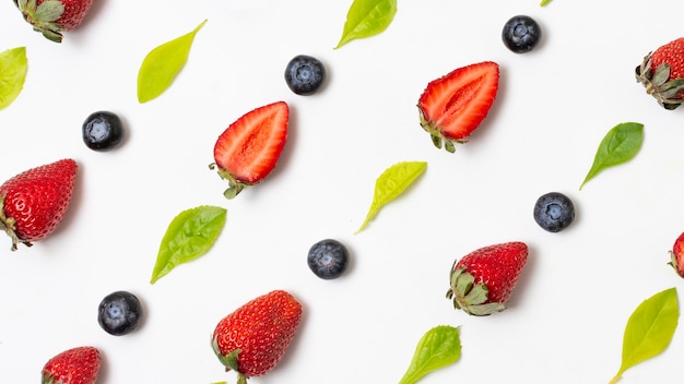 Top view arrangement of delicious ripe produces